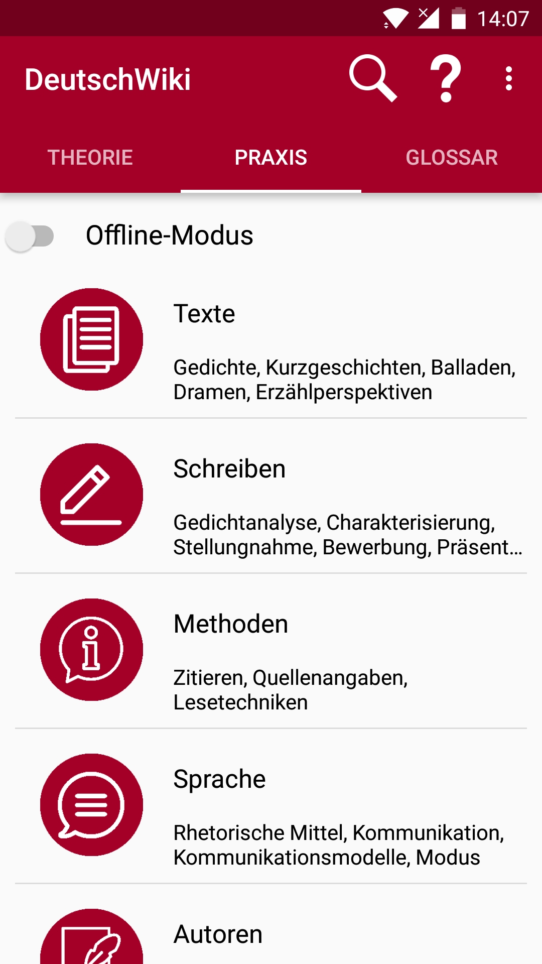 Deutsch Wiki Themen für die Schule