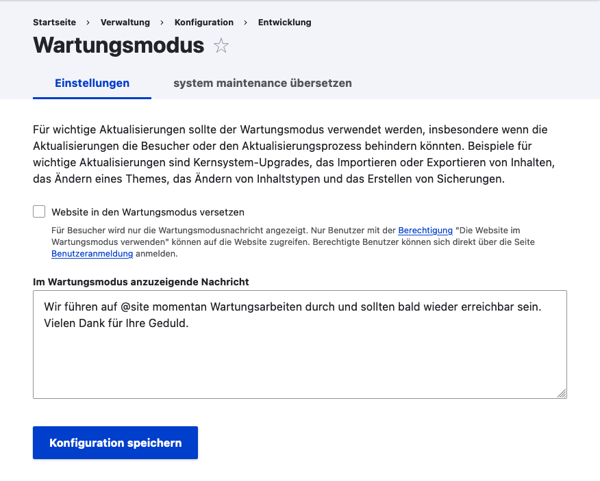 Wartungsmodus in Drupal einstellen