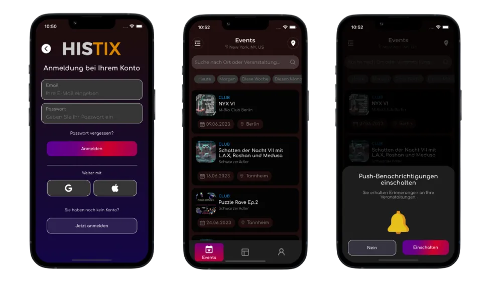 Histix App Screens